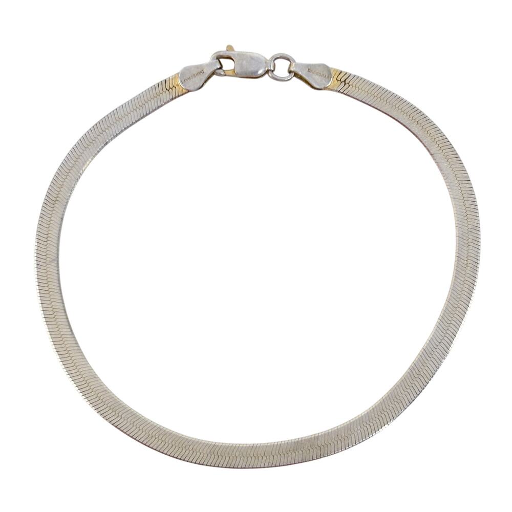 Vintage Italy Sterling Silver 925 Herringbone Bracelet 7.5"